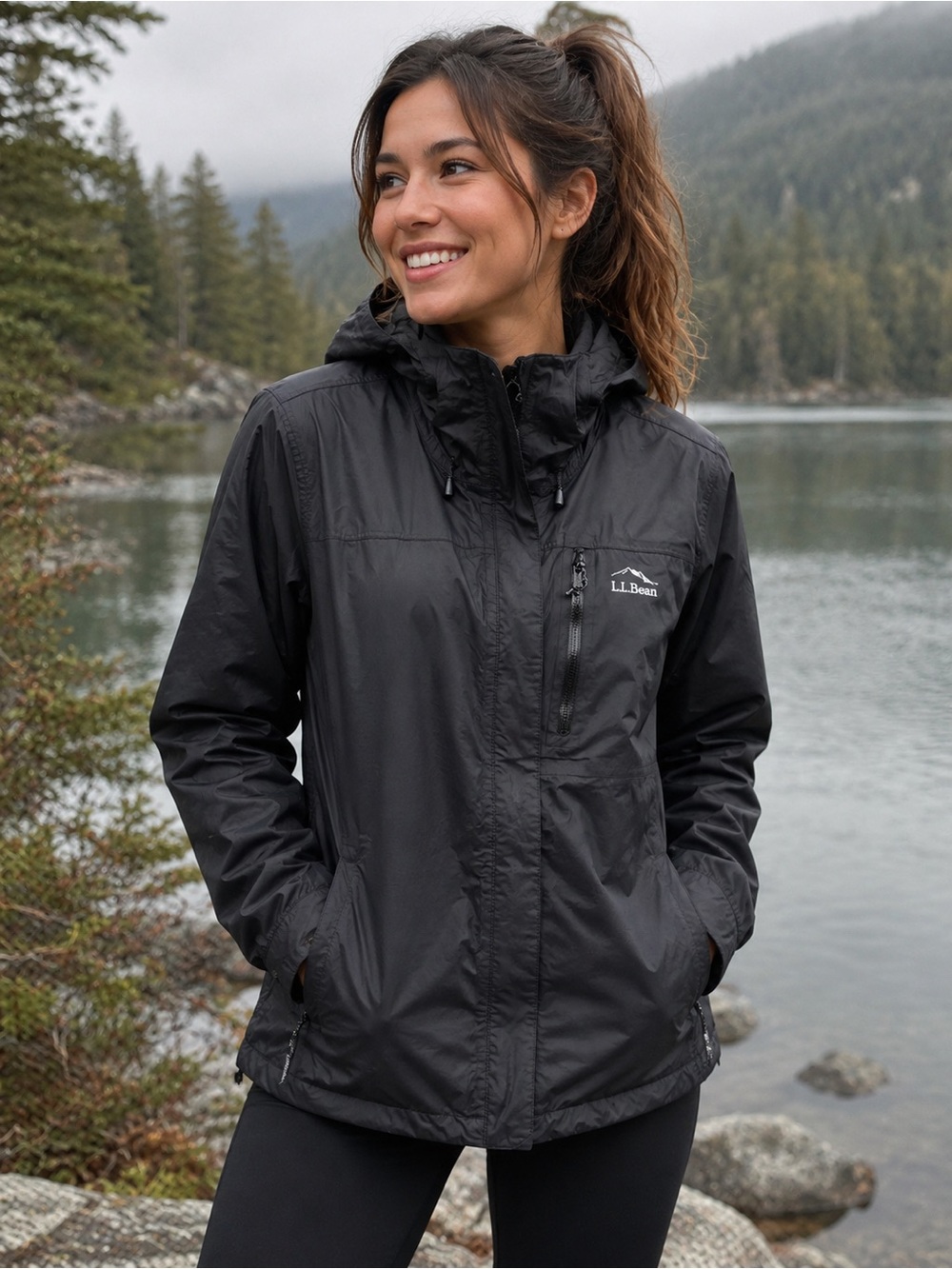 L.L.Bean Women’s M Hooded Insulated Jacket Black Lightweight Outdoor Coat